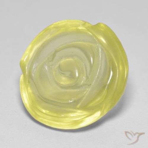 17.18 ct Yellow Quartz Stone, Natural Quartz in Carved Rose Shape for Sale