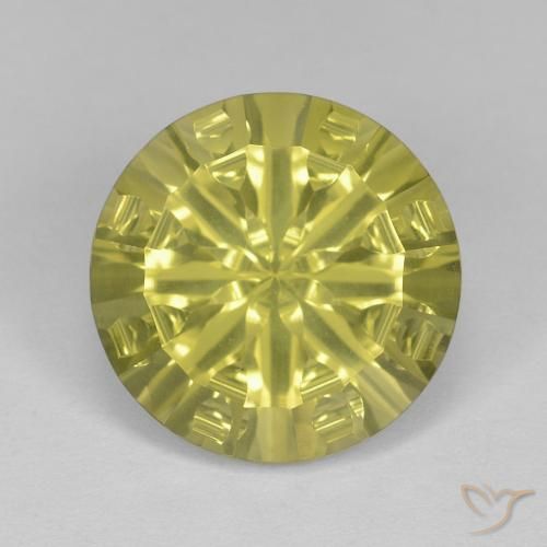 5.41 ct Yellow Quartz, 12 mm Round Concave Cut From Brazil, Photo A