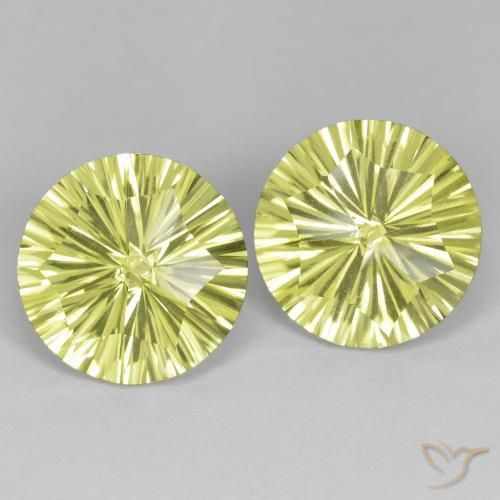 10.02 ctw Yellow Quartz Stones, Natural Quartz in Round Concave Cut Shape for Sale