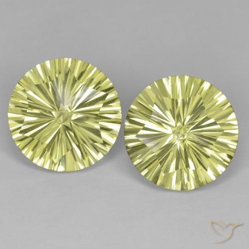 9.99 ct Yellow Quartz, 12 mm Round Concave Cut From Brazil, Photo A