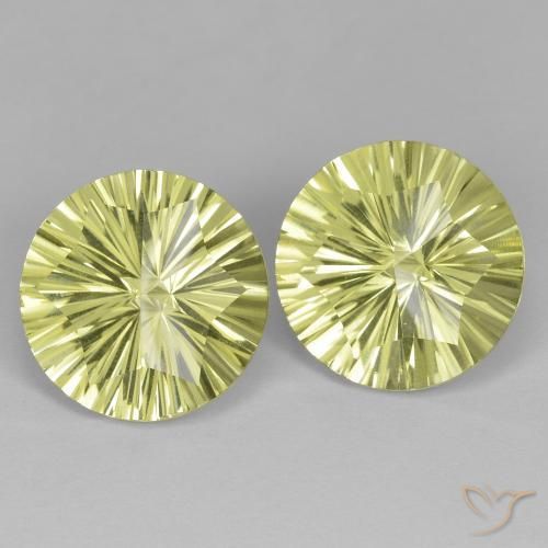 9.99 ctw Yellow Quartz Stones, Natural Quartz in Round Concave Cut Shape for Sale