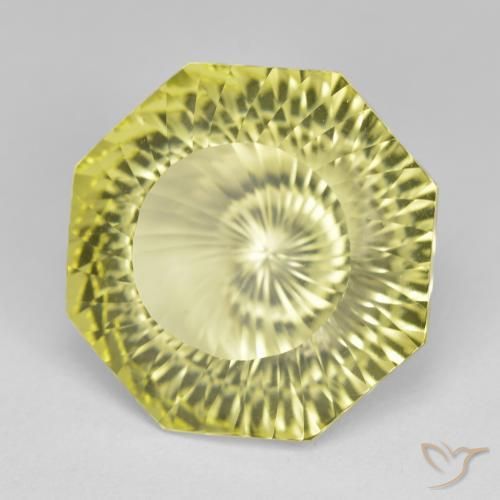 13.00 ct Yellow Quartz Stone, Natural Quartz in Octagon Concave Cut Shape for Sale