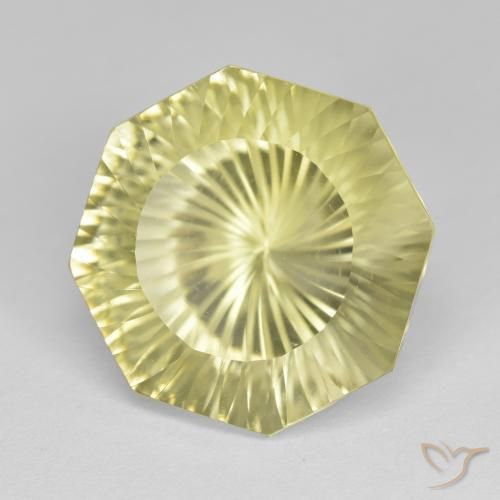 9.14 ct Yellow Quartz Stone, Natural Quartz in Octagon Concave Cut Shape for Sale