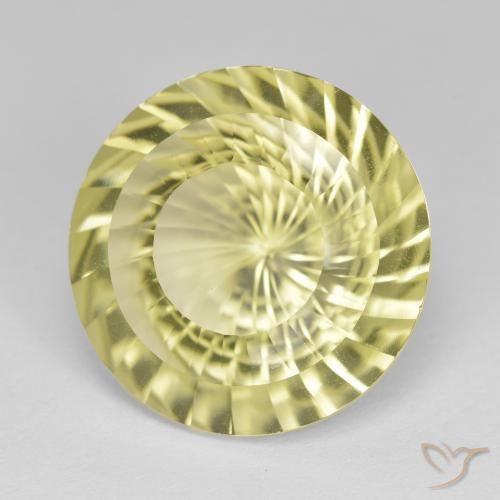 11.52 ct Yellow Quartz Stone, Natural Quartz in Round Concave Cut Shape for Sale