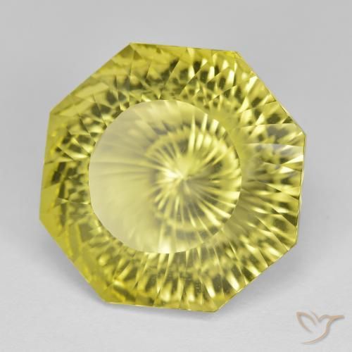 12.80 ct Yellow Quartz Stone, Natural Quartz in Octagon Concave Cut Shape for Sale