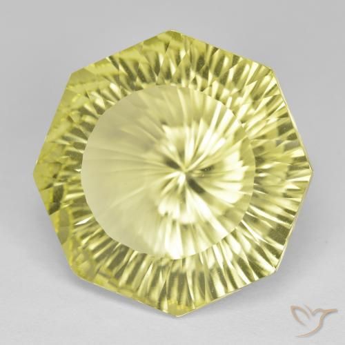 16.93 ct Yellow Quartz Stone, Natural Quartz in Octagon Concave Cut Shape for Sale