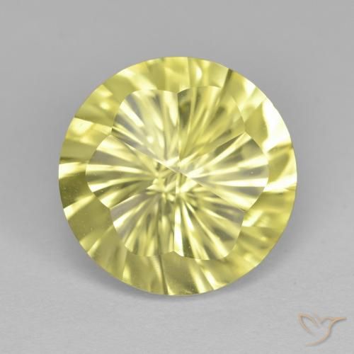 5.25 ct Yellow Quartz Stone, Natural Quartz in Round Concave Cut Shape for Sale