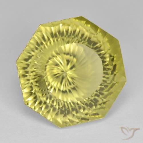 12.79 ct Yellow Quartz Stone, Natural Quartz in Octagon Concave Cut Shape for Sale