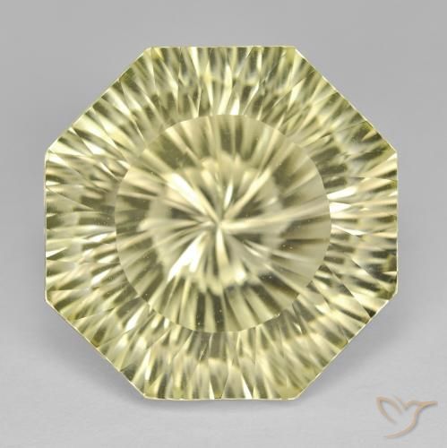 18.41ct Octagon / Emerald Cut Light Yellow Quartz from Brazil, Dimension 18.1 x 18mm, Natural irradiated Gemstone, VVS Clarity, 1pc Octagon Concave Cut Quartz, Mohs Hardness of 7 suitable for daily wear jewelry, Photo A