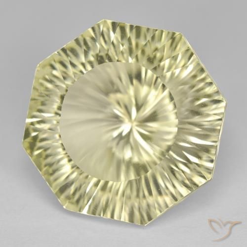 18.41 ct Yellow Quartz Stone, Natural Quartz in Octagon Concave Cut Shape for Sale