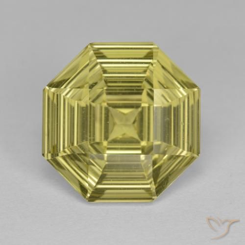 5.25 ct Yellow Quartz, 11.9 x 11.8 mm Octagon Concave Cut From Brazil, Photo A