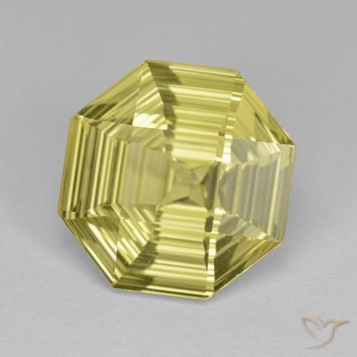 5.25 ct Yellow Quartz Stone, Natural Quartz in Octagon Concave Cut Shape for Sale