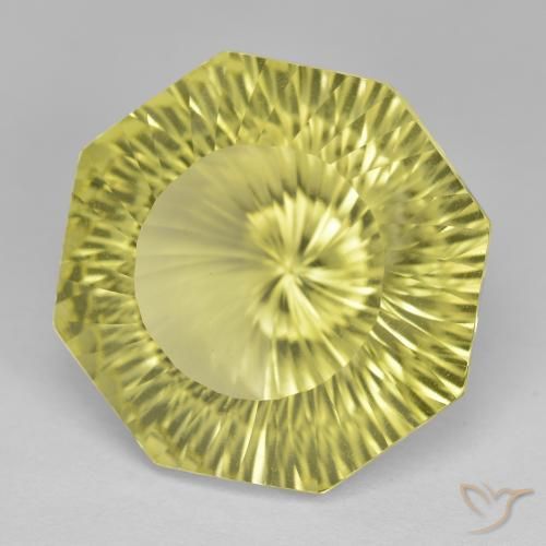 19.09 ct Yellow Quartz Stone, Natural Quartz in Octagon Concave Cut Shape for Sale