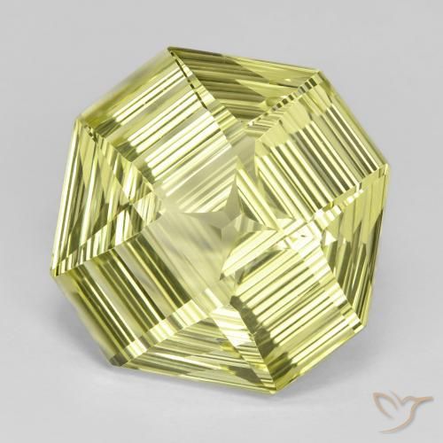 13.24 ct Yellow Quartz Stone, Natural Quartz in Octagon Concave Cut Shape for Sale