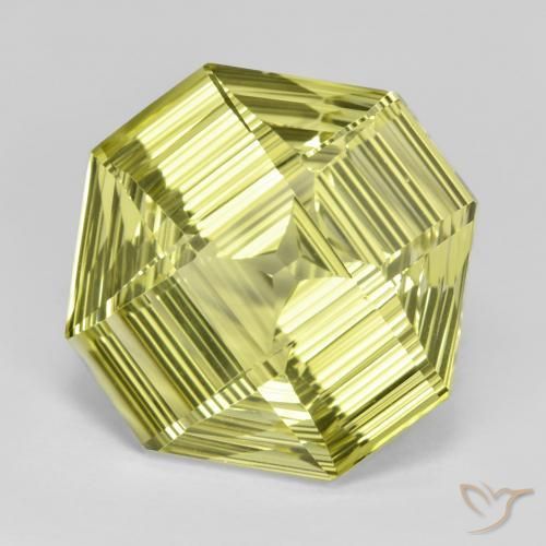 13.26 ct Yellow Quartz Stone, Natural Quartz in Octagon Concave Cut Shape for Sale