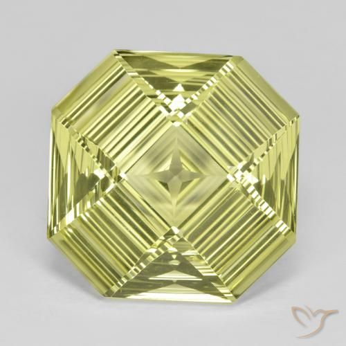 12.31ct Natural Greenish Yellow Quartz, Emerald Cut, VVS