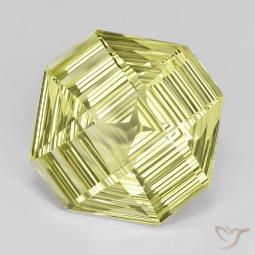 12.31 ct Yellow Quartz Stone, Natural Quartz in Octagon Concave Cut Shape for Sale