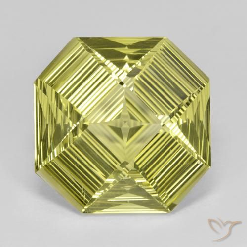 Quartz Jaune octagon concave cut du Brésil, 15,9 x 15,9mm, poids de 13,31 ct, pierre gemme naturelle Irradié de pureté vvs, 1 pièce de quartz, couleur Jaune verdâtre, dureté Mohs de 7 convient aux bijoux de tous les jours, pierre de sagesse, Photo A