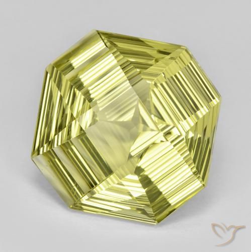 13.31 ct Yellow Quartz Stone, Natural Quartz in Octagon Concave Cut Shape for Sale