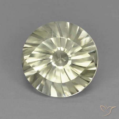 5.61 ct Yellow Quartz, 12 mm Round Concave Cut From Brazil, Photo A