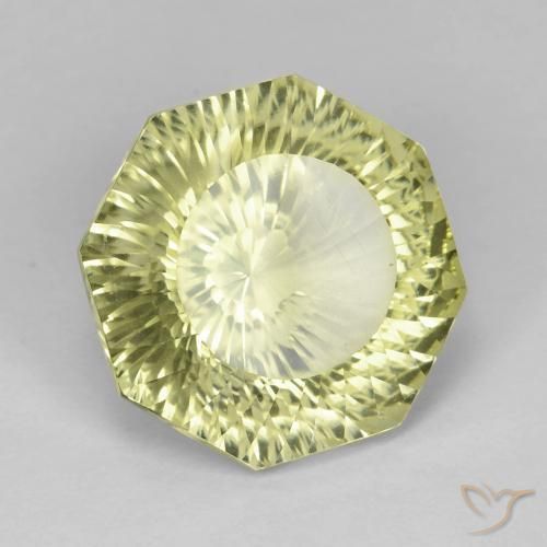 8.93 ct Yellow Quartz Stone, Natural Quartz in Octagon Concave Cut Shape for Sale