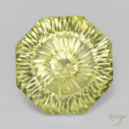 18.31 ct Yellow Quartz, 18.2 x 18.1 mm Octagon Concave Cut From Brazil, Photo A