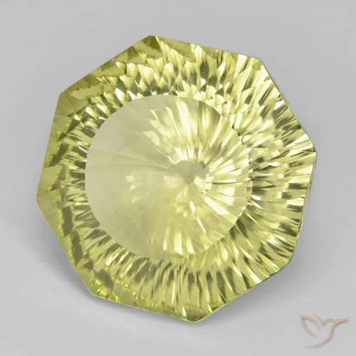 18.31 ct Yellow Quartz Stone, Natural Quartz in Octagon Concave Cut Shape for Sale
