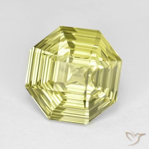 5.36 ct Yellow Quartz Stone, Natural Quartz in Octagon Concave Cut Shape for Sale