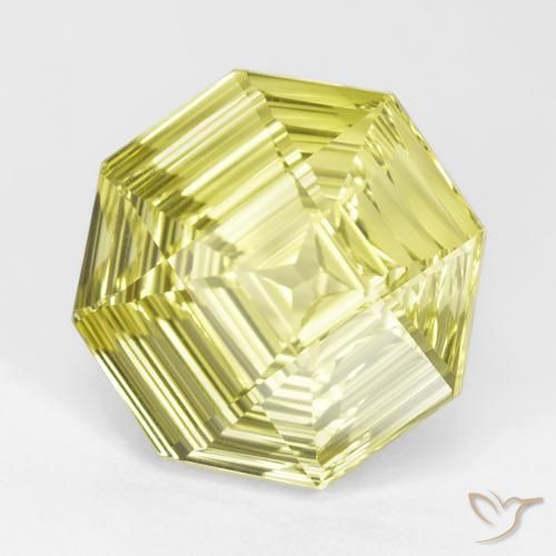 14.53 ct Yellow Quartz Stone, Natural Quartz in Octagon Concave Cut Shape for Sale