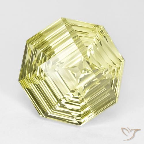 14.36 ct Yellow Quartz Stone, Natural Quartz in Octagon Concave Cut Shape for Sale