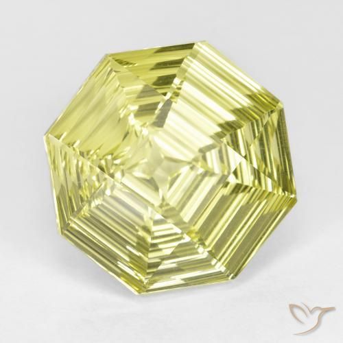 14.06 ct Yellow Quartz Stone, Natural Quartz in Octagon Concave Cut Shape for Sale