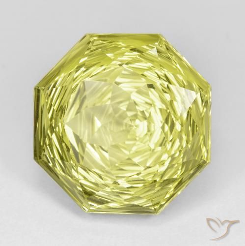 14.88 ct Yellow Quartz Stone, Natural Quartz in Octagon Concave Cut Shape for Sale