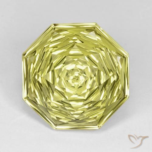 11.45 ct Yellow Quartz, 15.7 x 15.5 mm Octagon Concave Cut From Brazil, Photo A