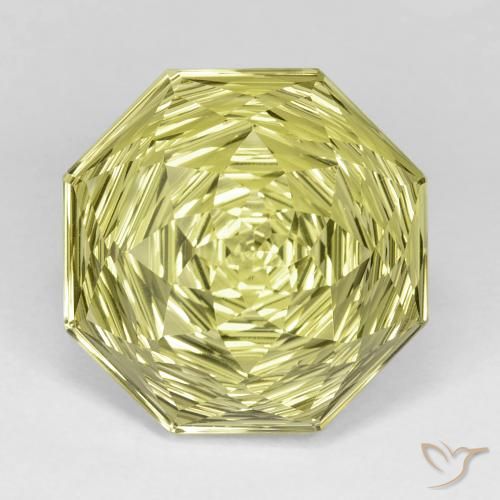 15.63 ct Yellow Quartz, 16.7 x 16.6 mm Octagon Concave Cut From Brazil, Photo A