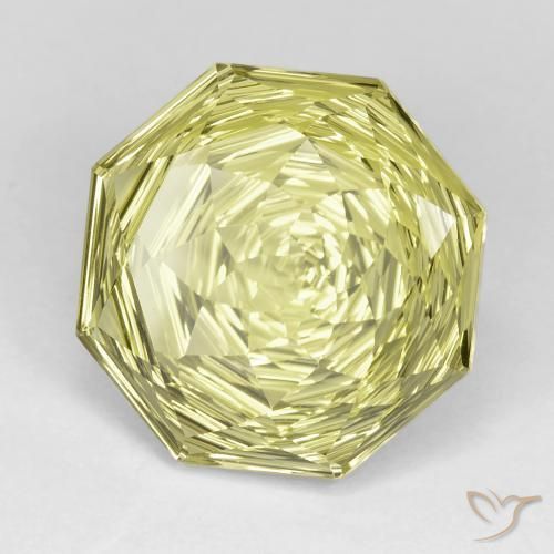 15.63 ct Yellow Quartz Stone, Natural Quartz in Octagon Concave Cut Shape for Sale