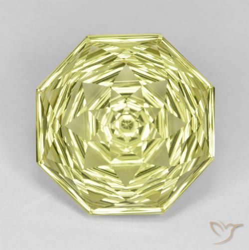13.37 ct Yellow Quartz, 16.2 x 16.2 mm Octagon Concave Cut From Brazil, Photo A