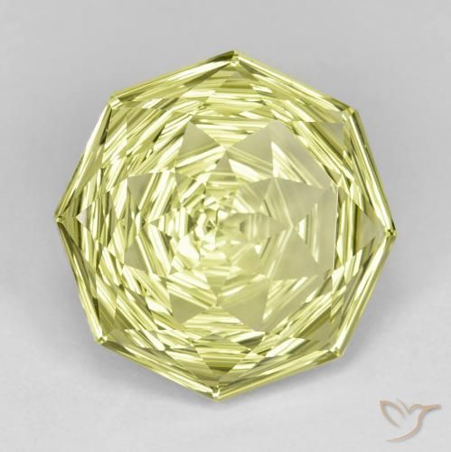 13.37 ct Yellow Quartz Stone, Natural Quartz in Octagon Concave Cut Shape for Sale