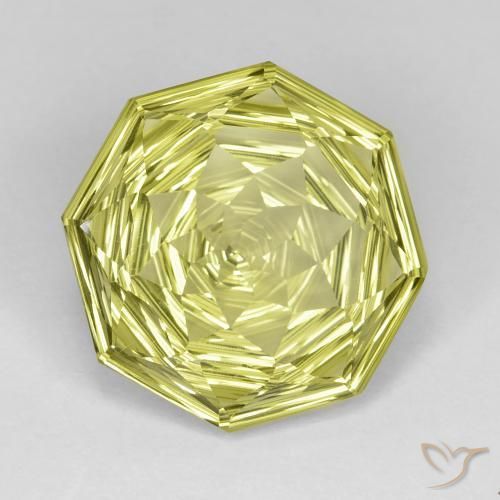 10.48 ct Yellow Quartz Stone, Natural Quartz in Octagon Concave Cut Shape for Sale