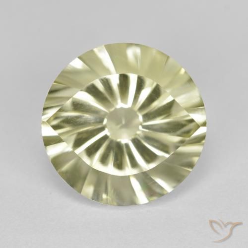 5.53ct Natural Light Greenish Yellow Quartz, Round, VVS
