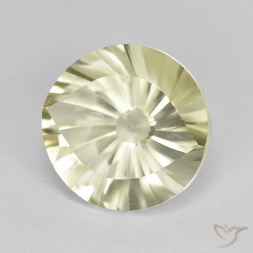 5.53 ct Yellow Quartz Stone, Natural Quartz in Round Concave Cut Shape for Sale