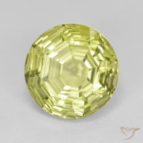 6.09 ct Yellow Quartz Stone, Natural Quartz in Round Concave Cut Shape for Sale