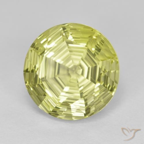 6.23 ct Yellow Quartz Stone, Natural Quartz in Round Concave Cut Shape for Sale