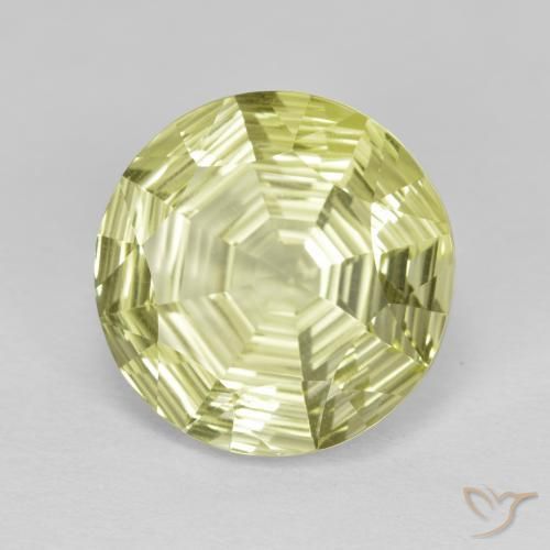 5.64 ct Yellow Quartz Stone, Natural Quartz in Round Concave Cut Shape for Sale