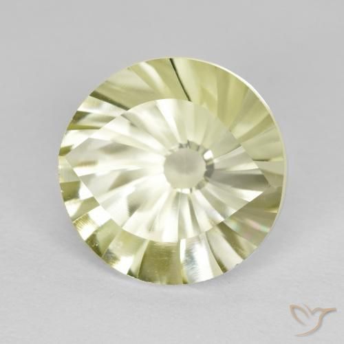 5.26 ct Yellow Quartz Stone, Natural Quartz in Round Concave Cut Shape for Sale