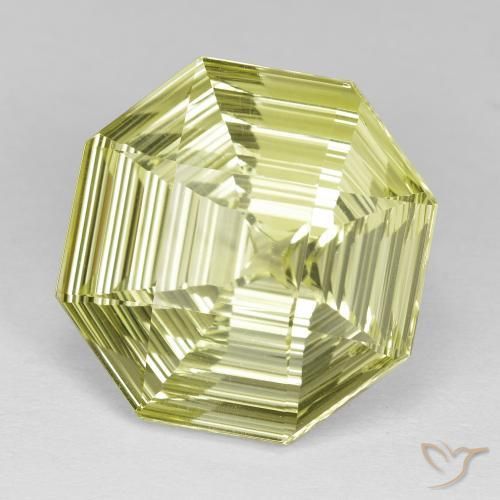 13.89 ct Yellow Quartz Stone, Natural Quartz in Octagon Concave Cut Shape for Sale