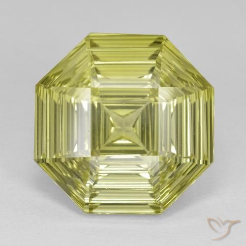 13.98 ct Yellow Quartz, 16.1 x 16.1 mm Octagon Concave Cut From Brazil, Photo A