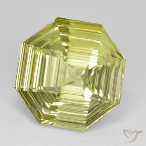 13.98 ct Yellow Quartz Stone, Natural Quartz in Octagon Concave Cut Shape for Sale