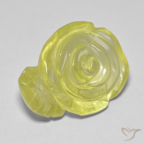 15.20 ct Yellow Quartz Stone, Natural Quartz in Carved Rose Shape for Sale