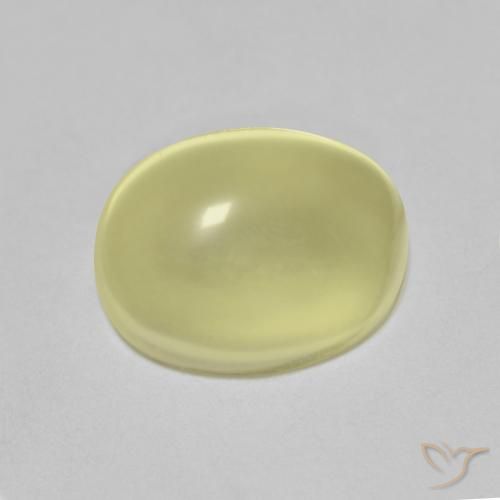 11,8 x 9,2mm gelber Quarz im Oval-Cabochon Schliff aus Brasilien, Gewicht 5,07 ct, Garantiert echter Edelstein in Transparent Reinheit, 1 Stück Quarz - die Farbe ist Zitronengelb, Mohs-Härte von 7 Geeignet für den täglichen Gebrauch im Schmuck, Photo A
