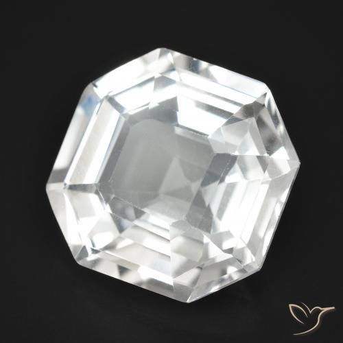 9.37 ct White Quartz Stone, Natural Quartz in Octagon Step Cut Shape for Sale